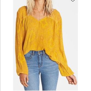 NWT Billabong DISTANT ROADS TOP Yellow Boho Large